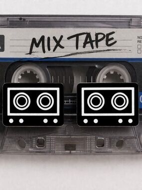 “Cassette Tape” Magnetic Mag Tape Retro Funky 70s 80s 90s Boombox Mini Tiny Stud